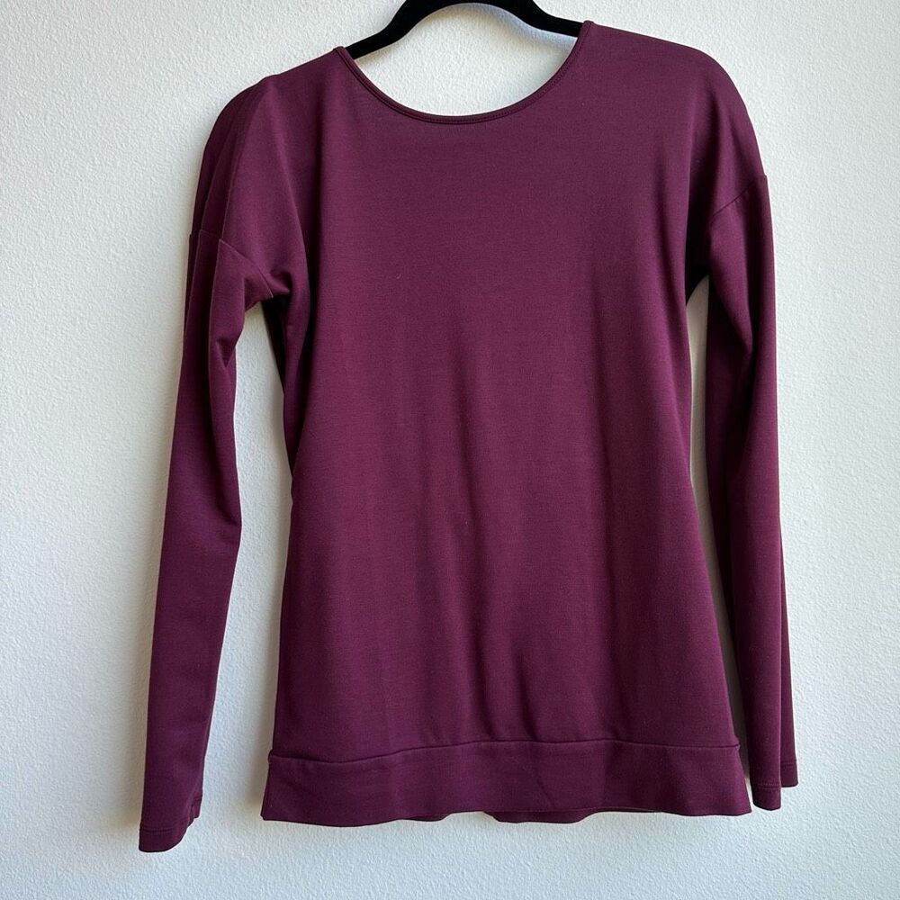 Banana Republic Maroon Long Sleeve Cross Back Modest Top Size XS